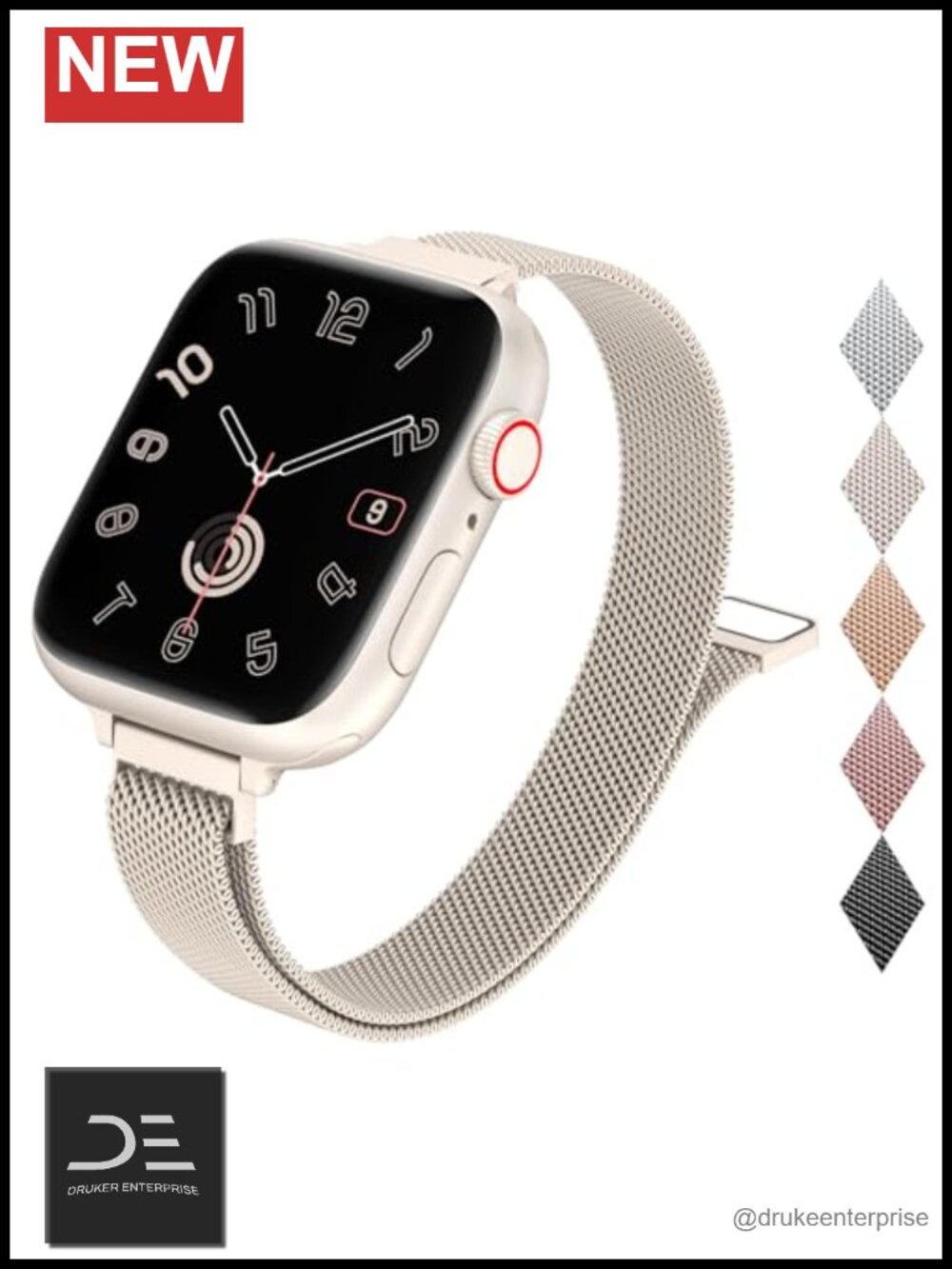 Slim Milanese Loop Compatible Apple Watch Band 38-46mm Stainless Steel Magnetic